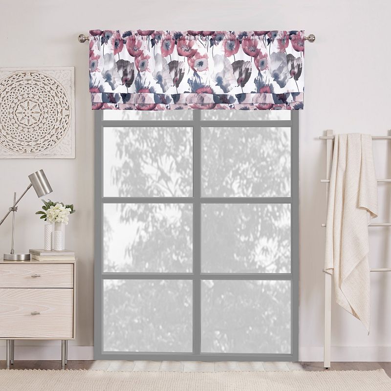 Achim Poppy Field Window Curtain Valance, Pink, 50X17