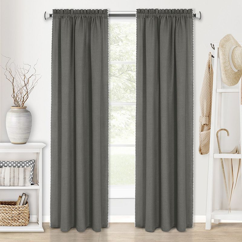 Achim Kendal Rod Pocket Window Curtain Panel, Grey, 52X84