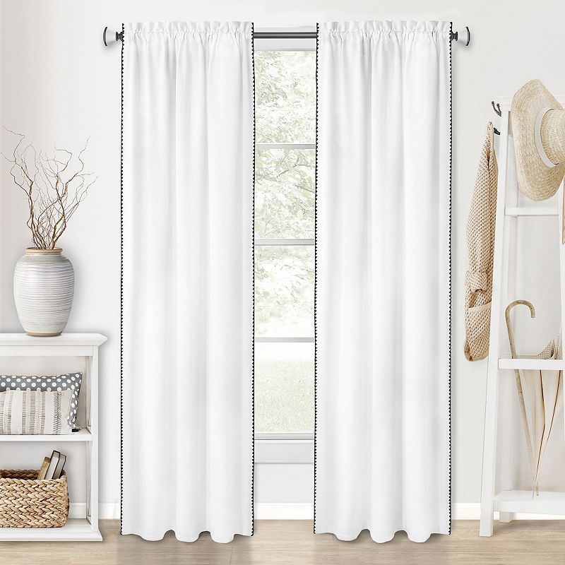 Achim Kendal Rod Pocket Window Curtain Panel, White, 52X63