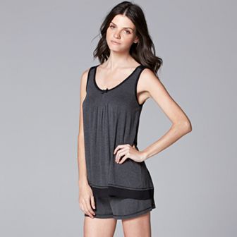 Women's Simply Vera Vera Wang Basic Luxury Tank Top & Boxer Sleep Set