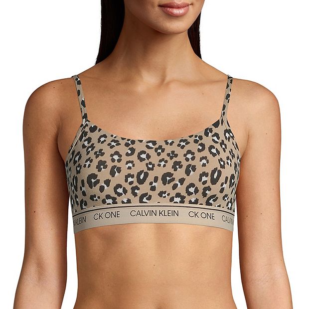 Calvin Klein Women's Ck One Cotton Unlined Bralette, Stephen Animal Print,  M 