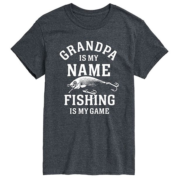 Big & Tall Grandpa Fishing Tee, Men's, Size: XL Tall, Dark Grey