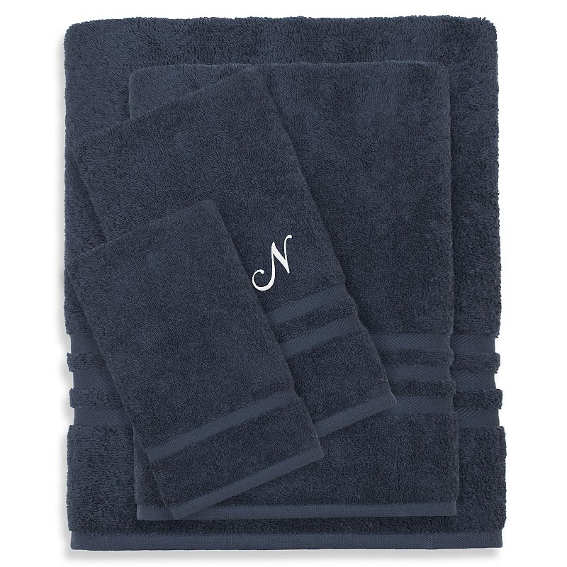 Linum Home Textiles Denzi Monogram Towel Collection 4-pc. Bath Towel Set, One Size, Blue