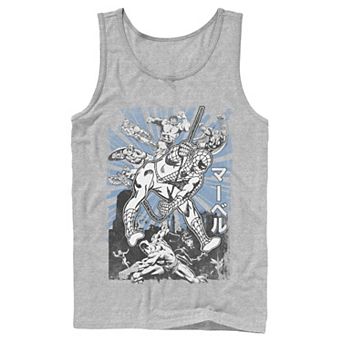 Men's Marvel Avengers Kanji Group Shot Spiderman Tank Top