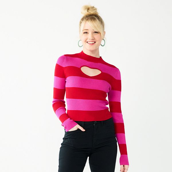 Derek Heart Juniors Cutout O-Ring Sweater, Lightweight