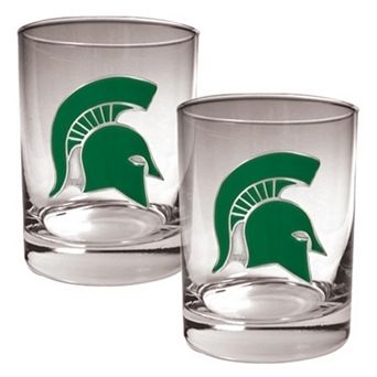 Michigan State Spartans 2 pc Rocks Glass Set