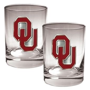 Oklahoma Sooners 2 pc Rocks Glass Set