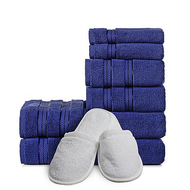 Classic Turkish Towels Genuine Cotton Soft Absorbent Lubbock 6 Piece Set With 2 Bath Towels, 2 Hand Towels, 2 Washcloths