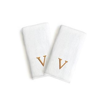 Linum Home Textiles Monogrammed Luxury Turkish Cotton Novelty Hand Towels 2-pack Set