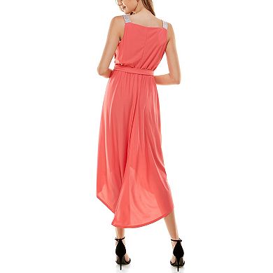 Women's Luxology Tie-Front High-Low Draped A-Line Dress