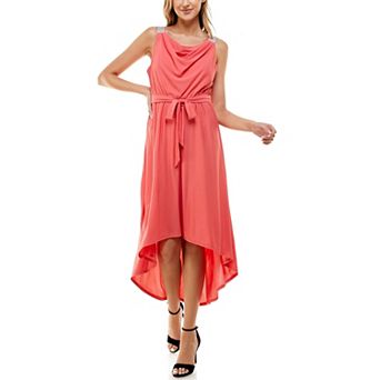 Women's Luxology Tie-Front High-Low Draped A-Line Dress