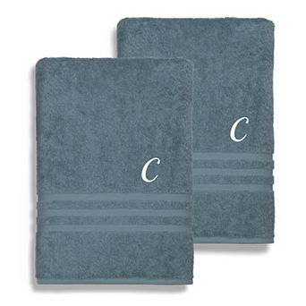 Linum Home Textiles Turkish Cotton Denzi 2-pack Personalized Bath Sheet Set