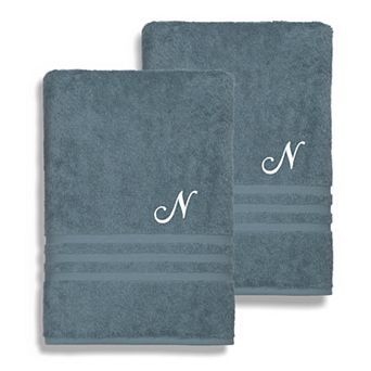 Linum Home Textiles Turkish Cotton Denzi 2-pack Personalized Bath Sheet Set