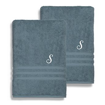 Linum Home Textiles Turkish Cotton Denzi 2-pack Personalized Bath Sheet Set
