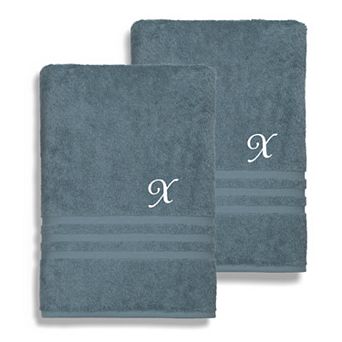 Linum Home Textiles Turkish Cotton Denzi 2-pack Personalized Bath Sheet Set