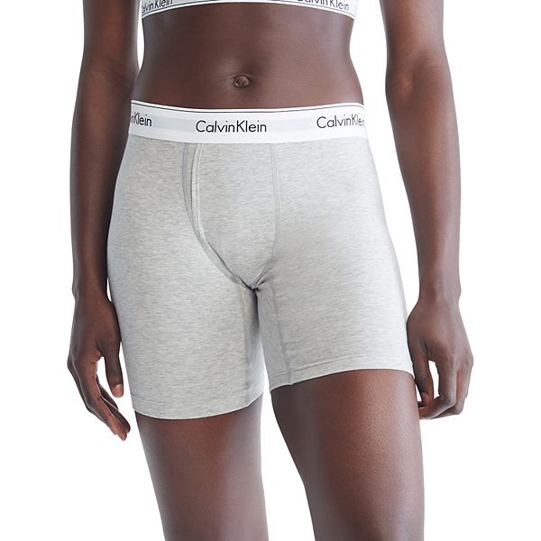 Calvin Klein Women's Modern Cotton Boxer Brief, Grey Heather, X