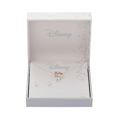Disney's Minnie Mouse Dancing Cubic Zirconia Pendant Necklace & Stud Earrings Duo Set