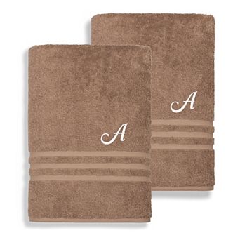 Linum Home Textiles Turkish Cotton Denzi 2 pc Personalized Bath Towel Set