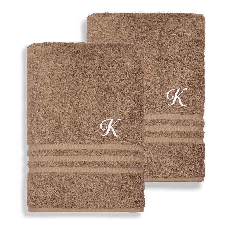 Linum Home Textiles Denzi Monogram Towel Collection 2-pc. Bath Towel, One Size, Brown