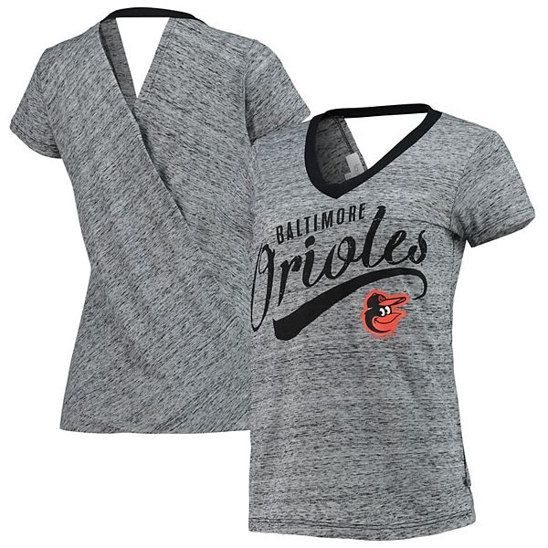 Women's Baltimore Orioles G-III 4Her by Carl Banks White Heart V-Neck  Fitted T-Shirt