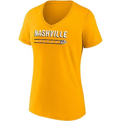 Women's Fanatics Branded Gold/Heathered Gray Nashville Predators 2-Pack V-Neck T-Shirt Set