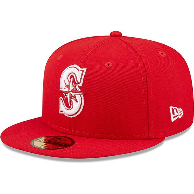 Men's New Era Red Seattle Mariners Logo White 59FIFTY Fitted Hat