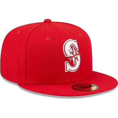 Men's New Era Red Seattle Mariners White Logo 59FIFTY Fitted Hat