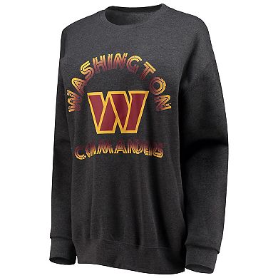 Women's WEAR by Erin Andrews Heathered Charcoal Washington Commanders Oversized Fleece Pullover Sweatshirt