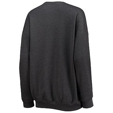 Women's WEAR by Erin Andrews Heathered Charcoal Washington Commanders Oversized Fleece Pullover Sweatshirt