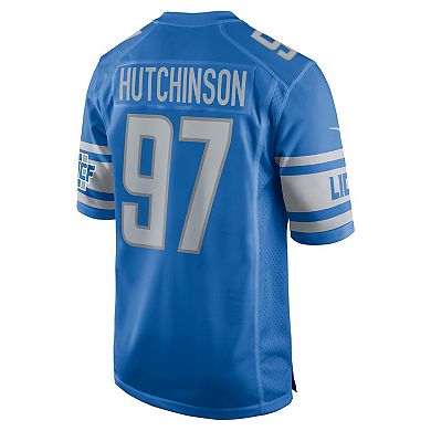 Men's Nike Aidan Hutchinson Blue Detroit Lions 2022 NFL Draft First Round Pick Game Jersey