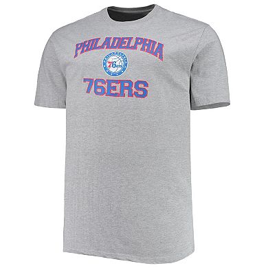 Men's Heathered Gray Philadelphia 76ers Big & Tall Heart & Soul T-Shirt
