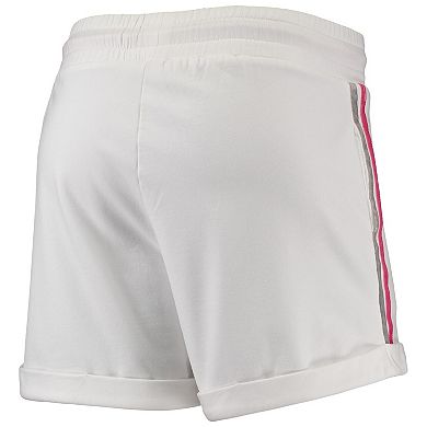 Women's Lusso White/Pink Brooklyn Nets Melody Cuffed Tri-Blend Shorts