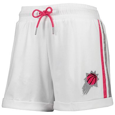 Women's Lusso White/Pink Phoenix Suns Melody Cuffed Tri-Blend Shorts