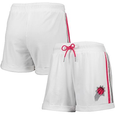 Women's Lusso White/Pink Phoenix Suns Melody Cuffed Tri-Blend Shorts