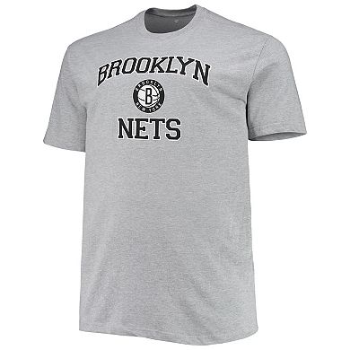 Men's Heathered Gray Brooklyn Nets Big & Tall Heart & Soul T-Shirt