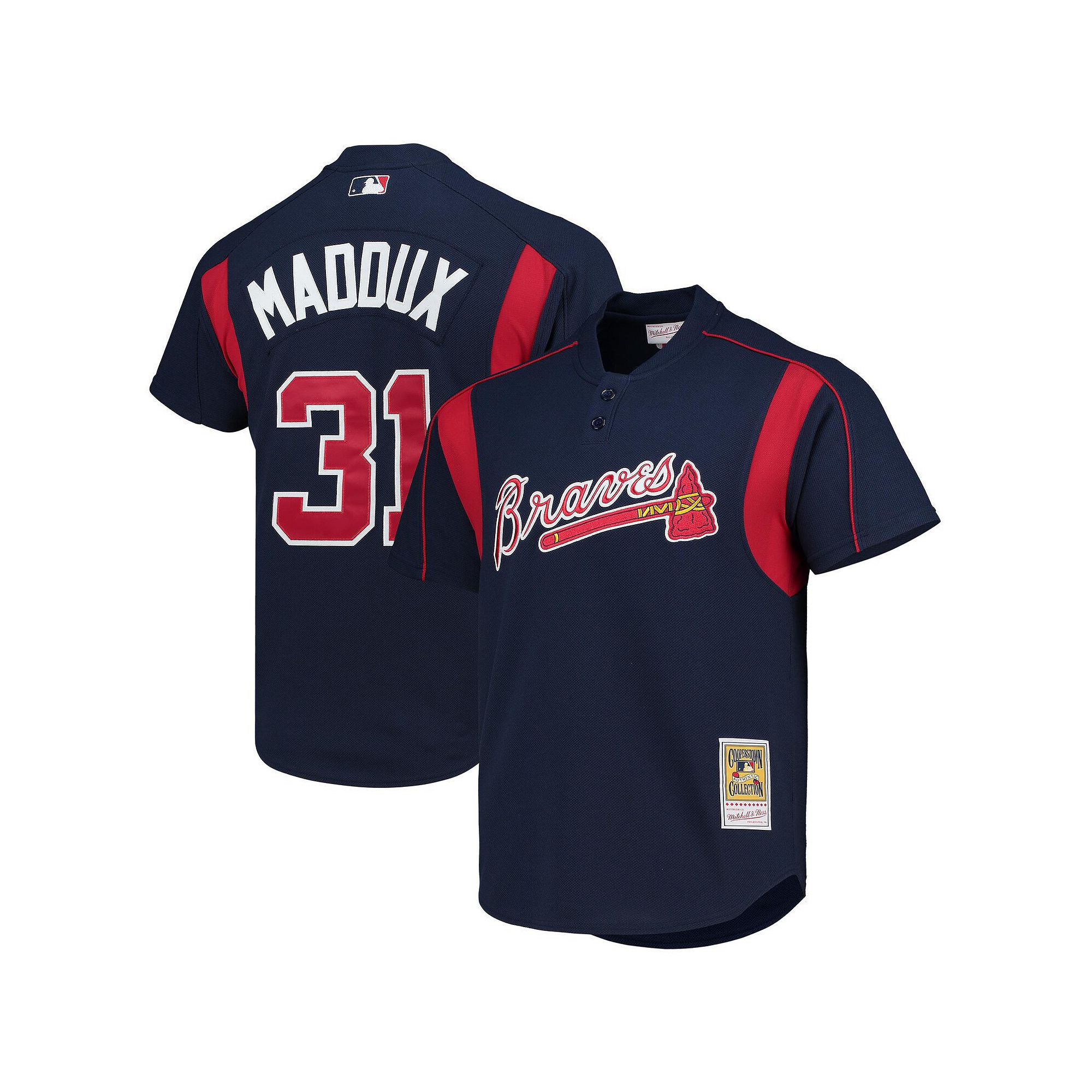 Mens Mitchell & Ness Greg Maddux Navy Atlanta Braves Cooperstown Collectio