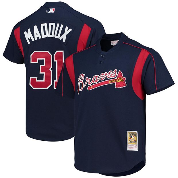Men's Mitchell & Ness Greg Maddux Navy Atlanta Braves Cooperstown  Collection Batting Practice Jersey