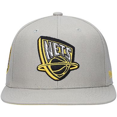 Men's Mitchell & Ness Gray New Jersey Nets Hardwood Classics 35th Anniversary Sunny Gray Fitted Hat