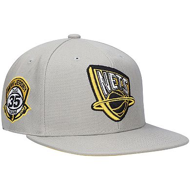 Men's Mitchell & Ness Gray New Jersey Nets Hardwood Classics 35th Anniversary Sunny Gray Fitted Hat