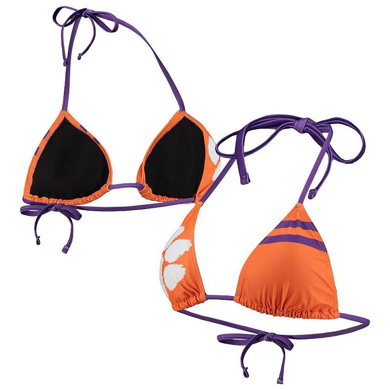 Women's FOCO Orange Clemson Tigers Wordmark Bikini Top, Size: XL