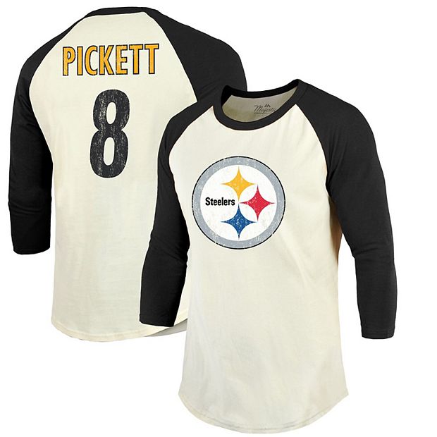 Men's Majestic Threads Kenny Pickett Cream/Black Pittsburgh Steelers Name &  Number Raglan 3/4 Sleeve