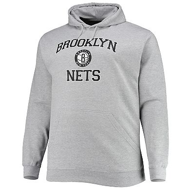 Men's Heathered Gray Brooklyn Nets Big & Tall Heart & Soul Pullover Hoodie