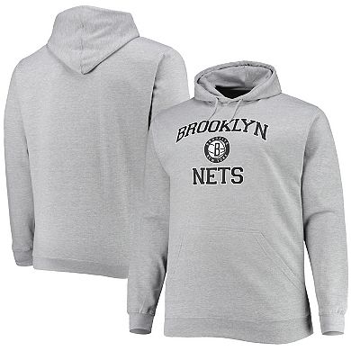 Men's Heathered Gray Brooklyn Nets Big & Tall Heart & Soul Pullover Hoodie