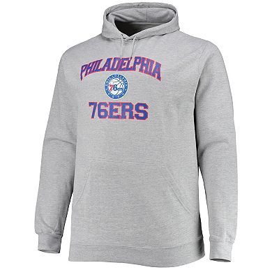 Men's Heathered Gray Philadelphia 76ers Big & Tall Heart & Soul Pullover Hoodie