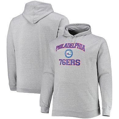 Men's Heathered Gray Philadelphia 76ers Big & Tall Heart & Soul Pullover Hoodie