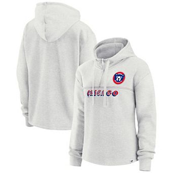Women's Fanatics Oatmeal Chicago Cubs True Classics Legacy Quarter-Zip Hoodie