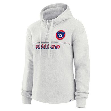 Women's Fanatics Oatmeal Chicago Cubs True Classics Legacy Quarter-Zip Hoodie