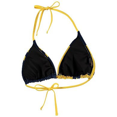 Women's FOCO Navy Michigan Wolverines Wordmark Bikini Top