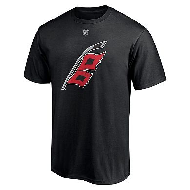Men's Fanatics Branded Sebastian Aho Black Carolina Hurricanes Alternate Authentic Stack Name & Number T-Shirt