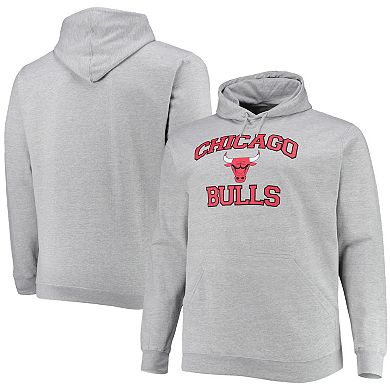 Men's Heathered Gray Chicago Bulls Big & Tall Heart & Soul Pullover Hoodie